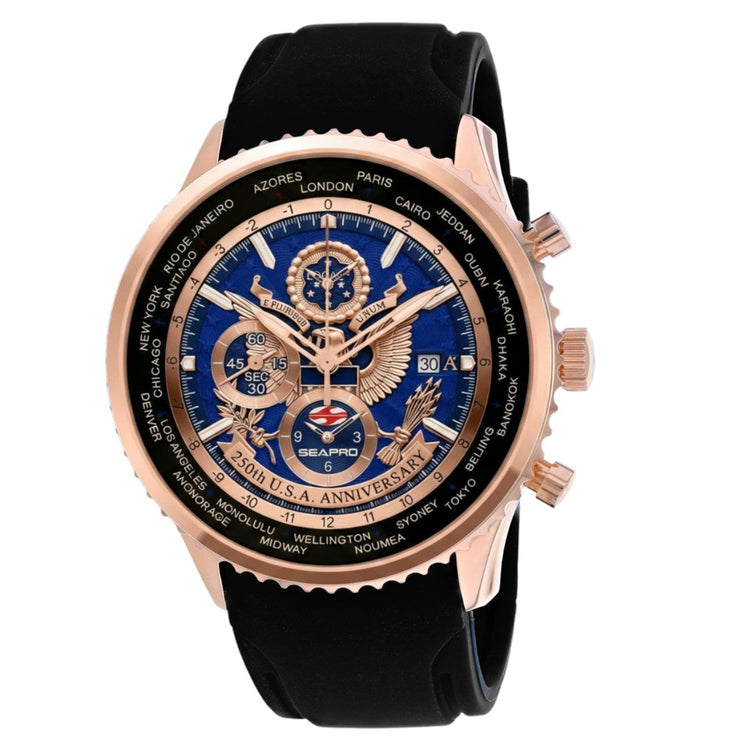 Seapro Men's 250th Anniversary Meridian World Timer Limited Edition Timepiece Blue Dial Watch - SP7523L