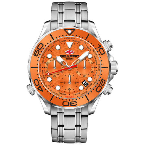 Seapro Men's Mondial Timer Orange Dial Watch - SP0154