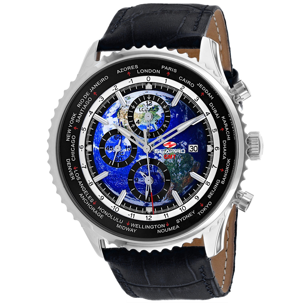 Seapro Men's Meridian World Timer GMT Blue Dial Watch - SP7130