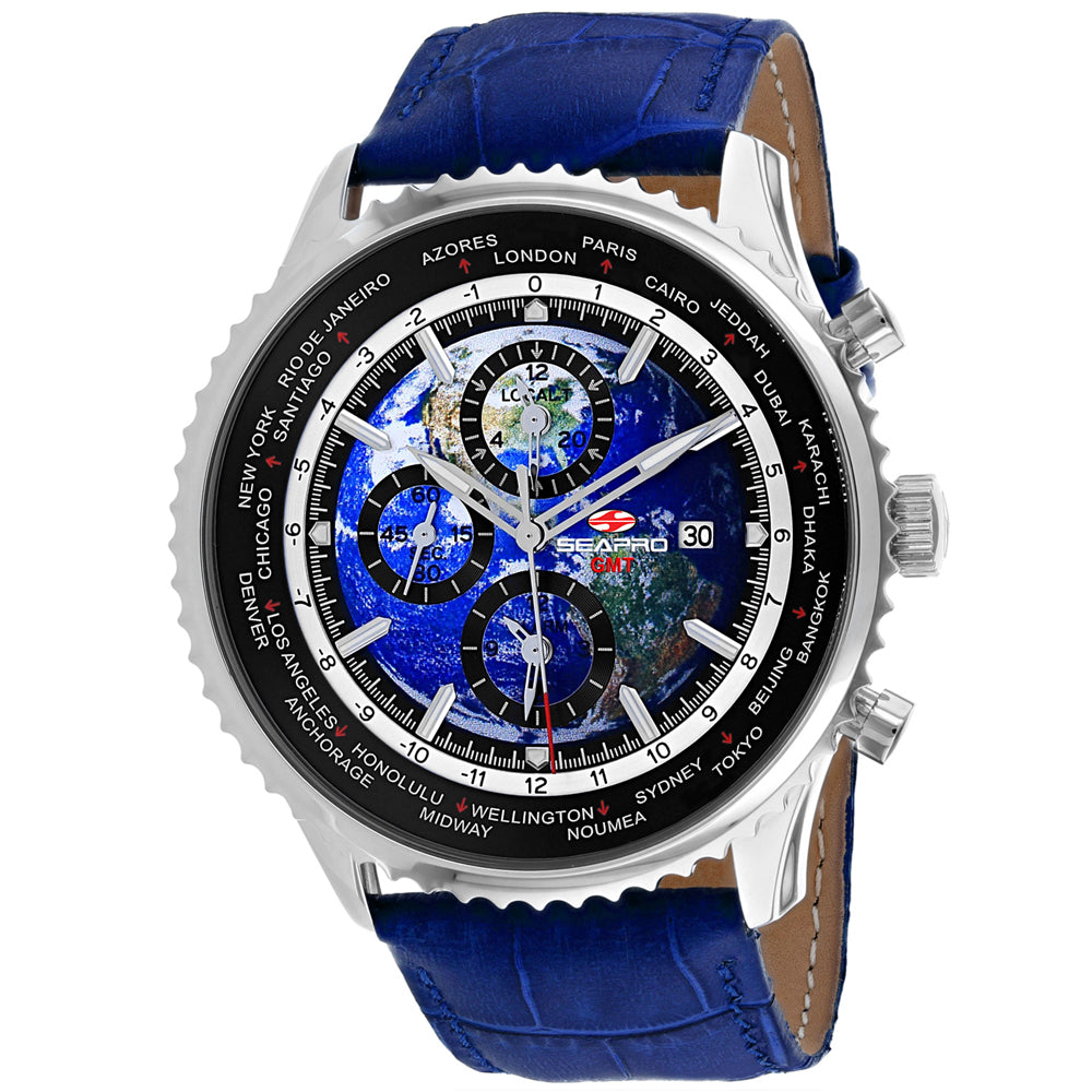 Seapro Men's Meridian World Timer GMT Blue Dial Watch - SP7132