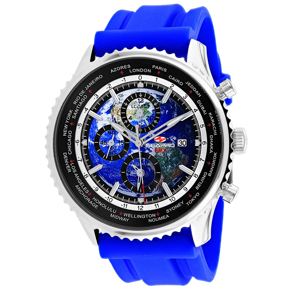 Seapro Men's Meridian World Timer GMT Blue Dial Watch - SP7133RB