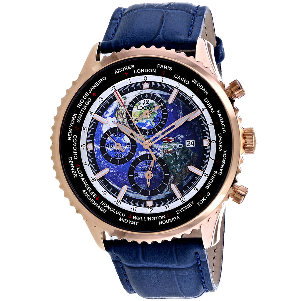 Seapro Men's Meridian World Timer GMT Blue Dial Watch - SP7135