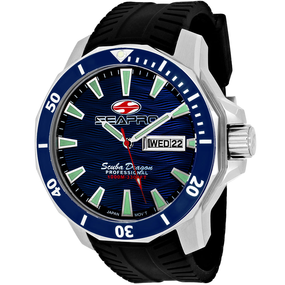 Seapro Men's Scuba Dragon Diver Limited Edition 1000 Meters Blue Dial Watch - SP8311