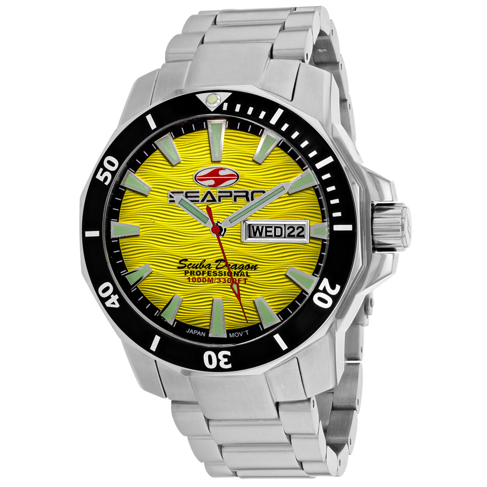 Seapro Men's Scuba Dragon Diver Limited Edition 1000 Meters Yellow Dial Watch - SP8313S