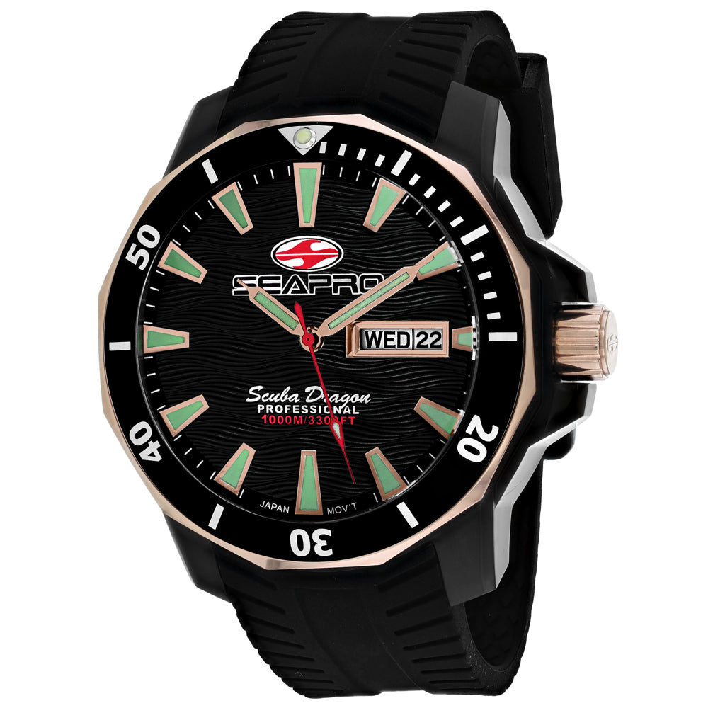 Seapro Men's Scuba Dragon Diver Limited Edition 1000 Meters Black Dial Watch - SP8320